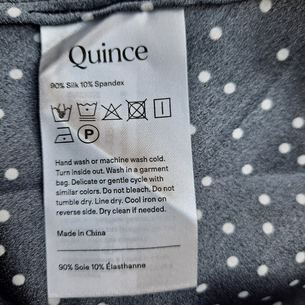NWT Quince Washable Stretch Silk Tank Maxi Dress Tiny Dot Black White Size M - Picture 9 of 9